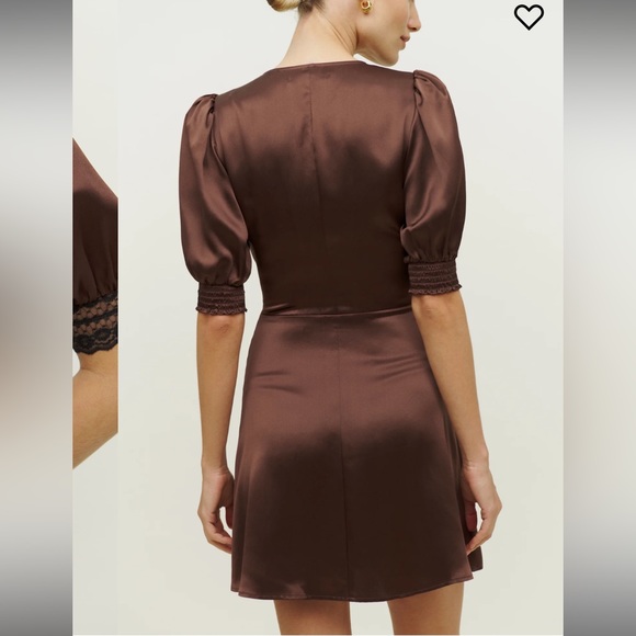 Reformation Brigitta Silk Dress in Cafe Size 8 - Picture 2 of 2